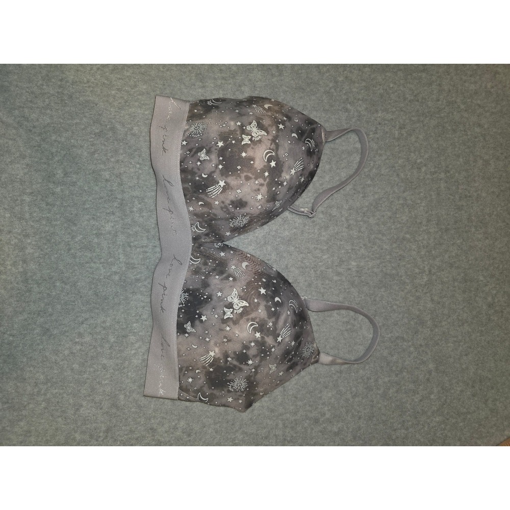 Victoria's Secret PINK Bralette Gray Galaxy Celestial Butterfly Print